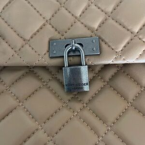 Kurt Geiger Beige Quilted Clutch with Lock Detail